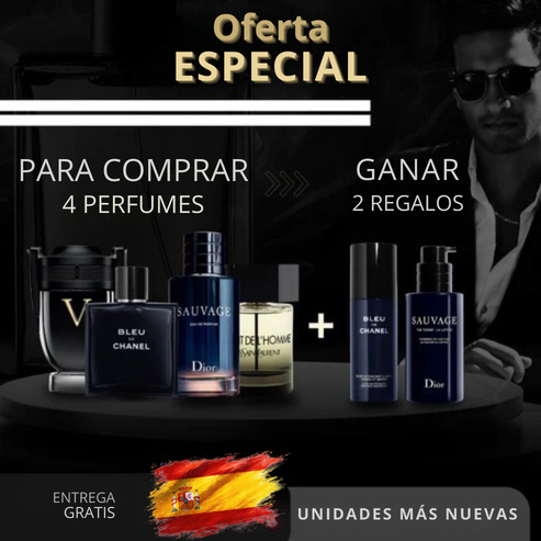 Compre 1, llévese 4: Invictus + Bleu de Chanel + Sauvage + La Nuit de L’Homme + 2 regalos exclusivos
